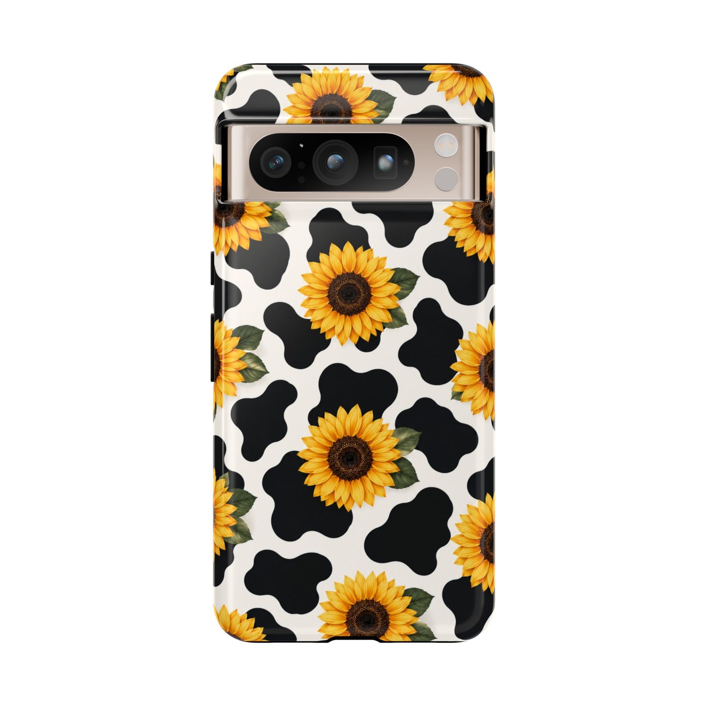 Sunflower Cow Print Tough Case | Phone Case, Floral Farm Animal Pattern