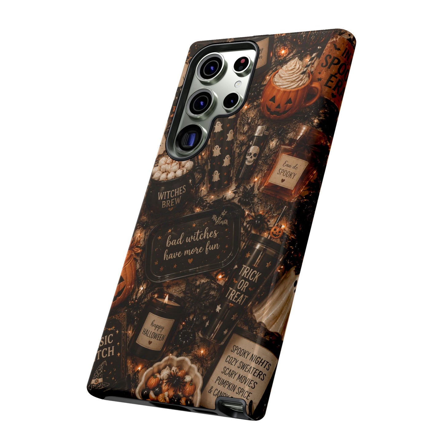 Sunflower Porch Co Halloween Collage phone case | spooky pumpkin witchy design