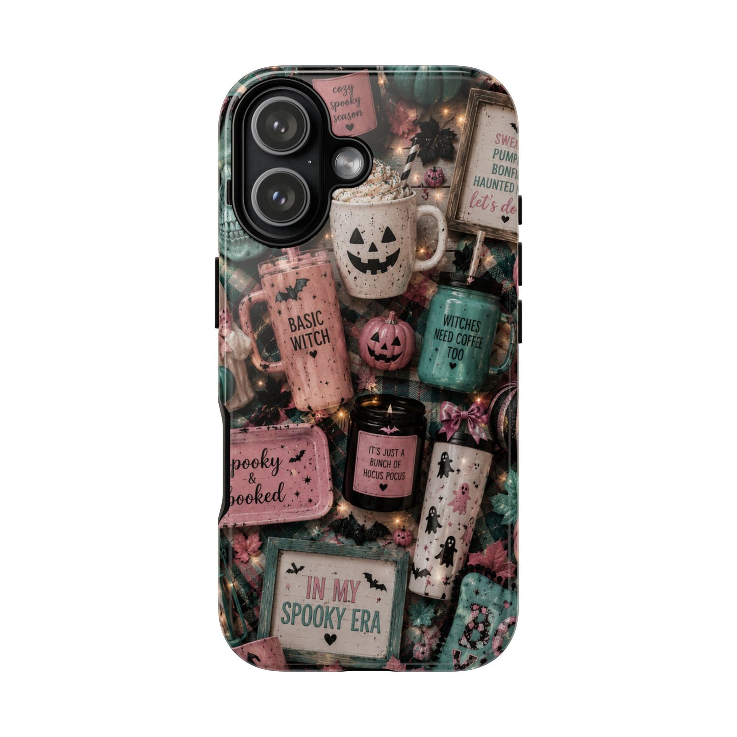 Sunflower Porch Co Spooky Mugs & Pumpkins Tough Cases | Halloween Collage Phone Case
