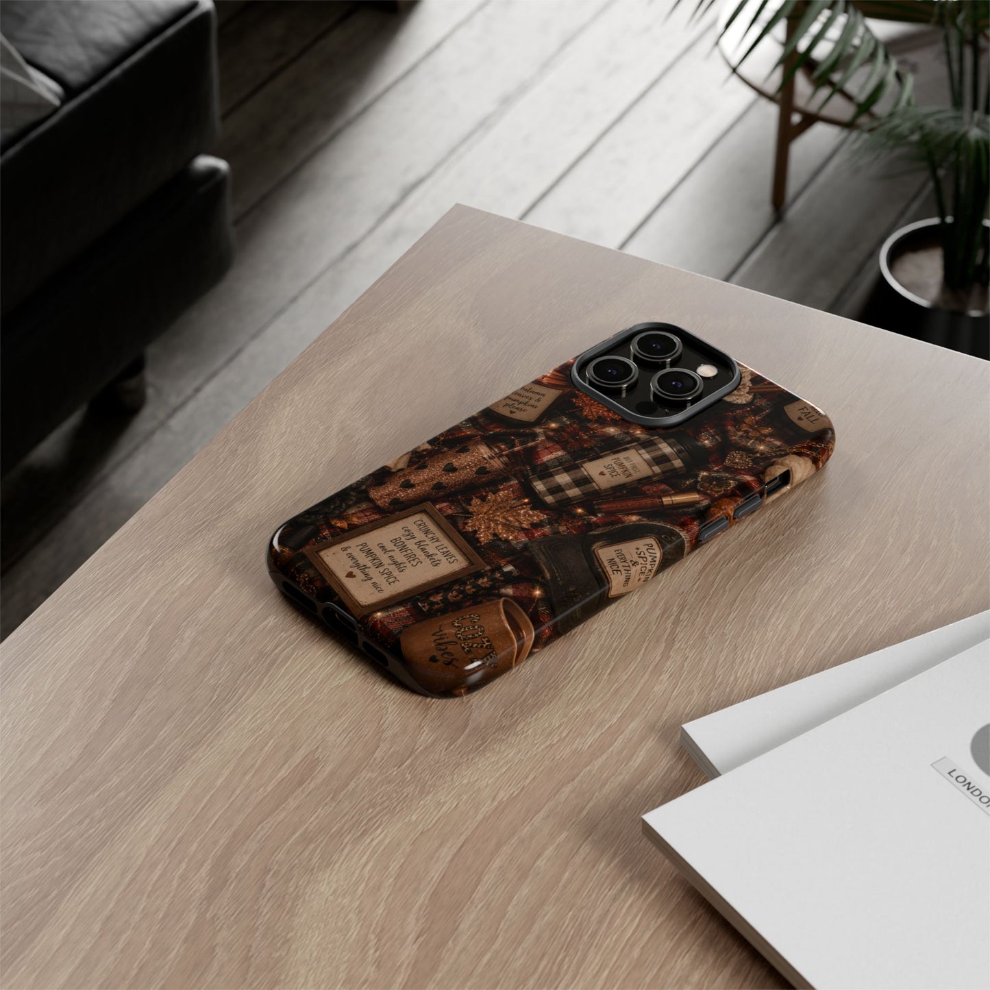 Sunflower Porch Co Cozy Pumpkin Spice Pattern Phone Case | Tough Cases