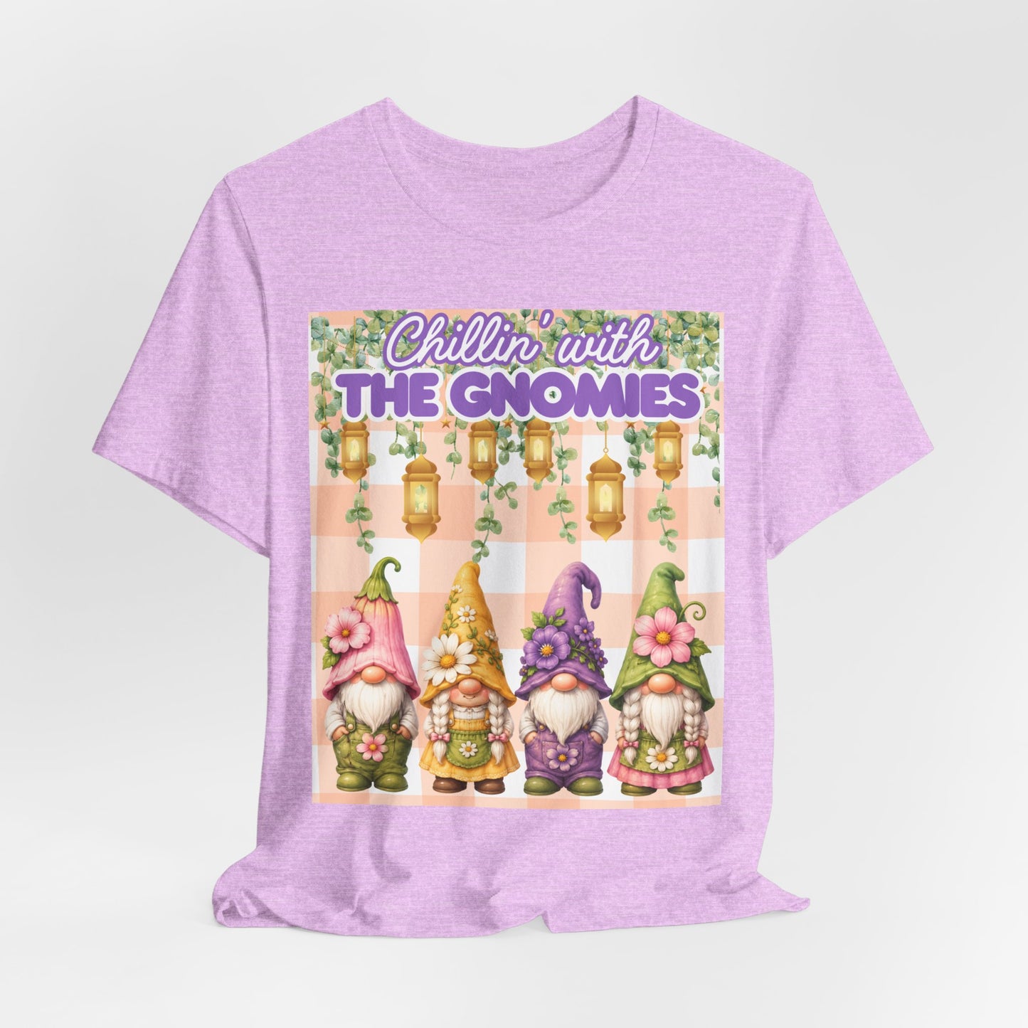 SunflowerPorchCo Chillin with the Gnomes T-Shirt | Gnome Garden Tee, Floral Gnome Design