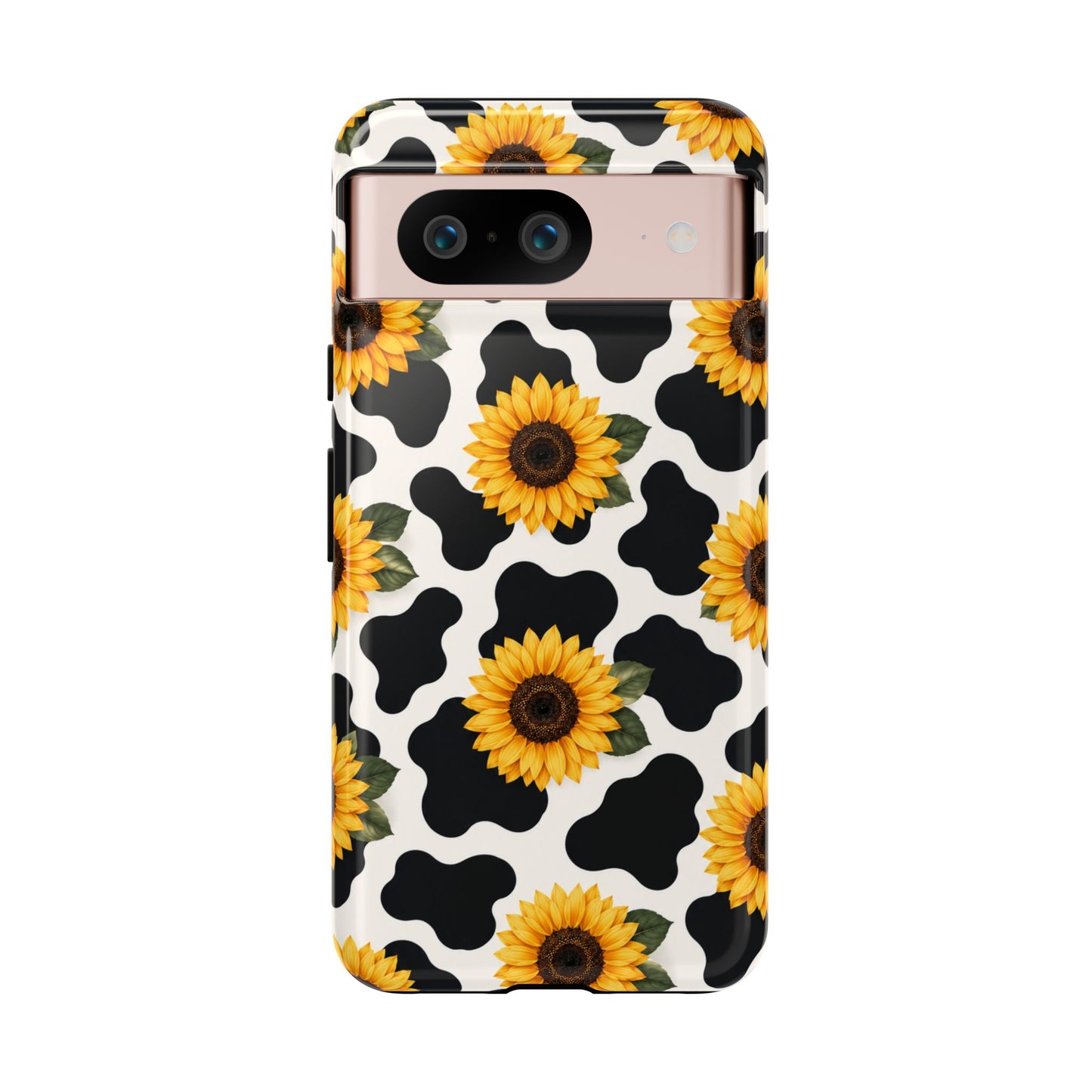 Sunflower Cow Print Tough Case | Phone Case, Floral Farm Animal Pattern