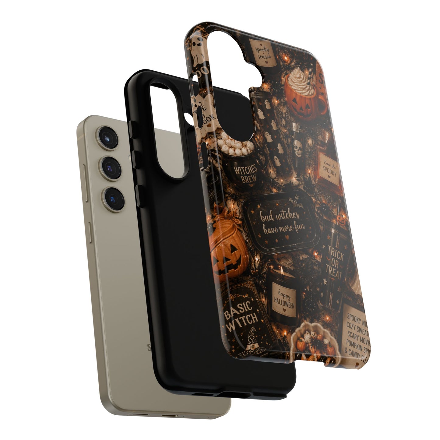 Sunflower Porch Co Halloween Collage phone case | spooky pumpkin witchy design