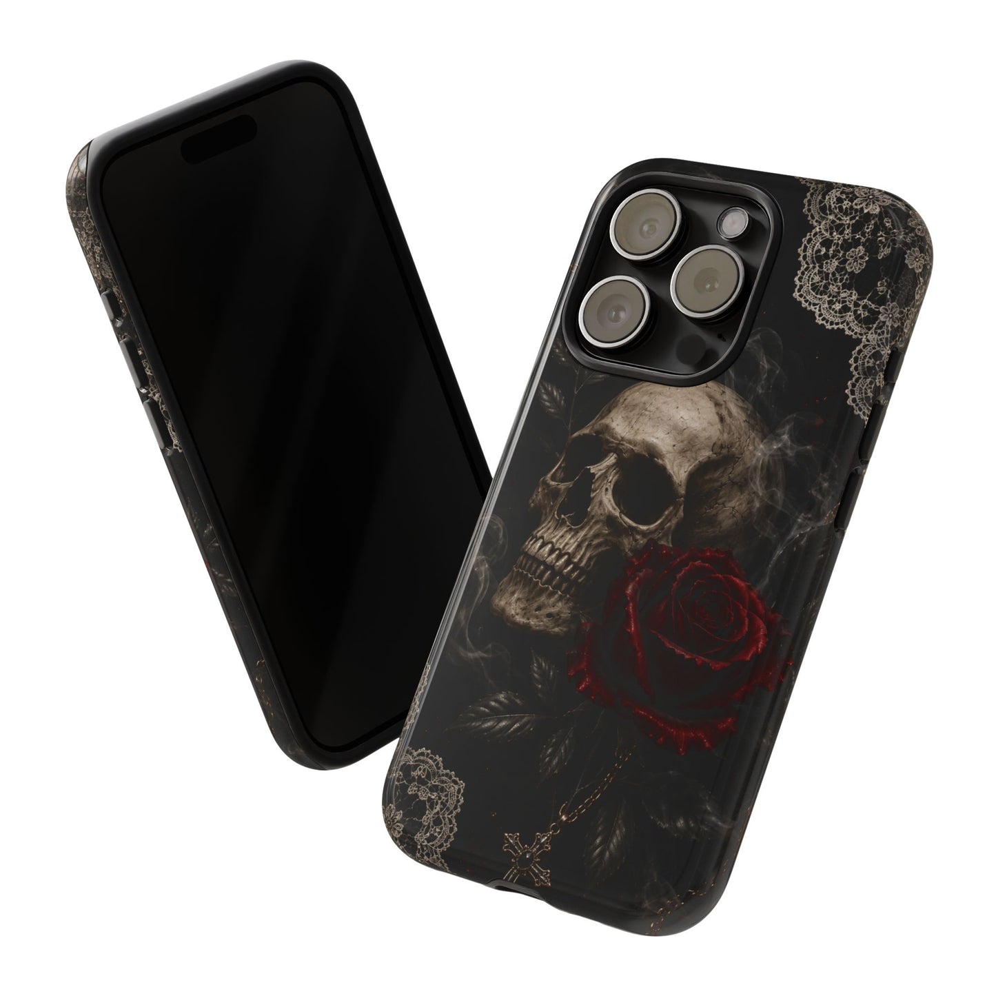 Sunflower Porch Co Skull with Red Rose phone case | Tough Cases