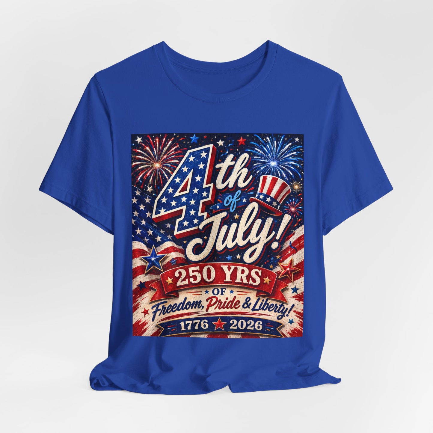 Sunflower Porch Co 4th of July T-Shirt - 250 Years 1776-2026 Fireworks, Freedom, Pride & Liberty Tee