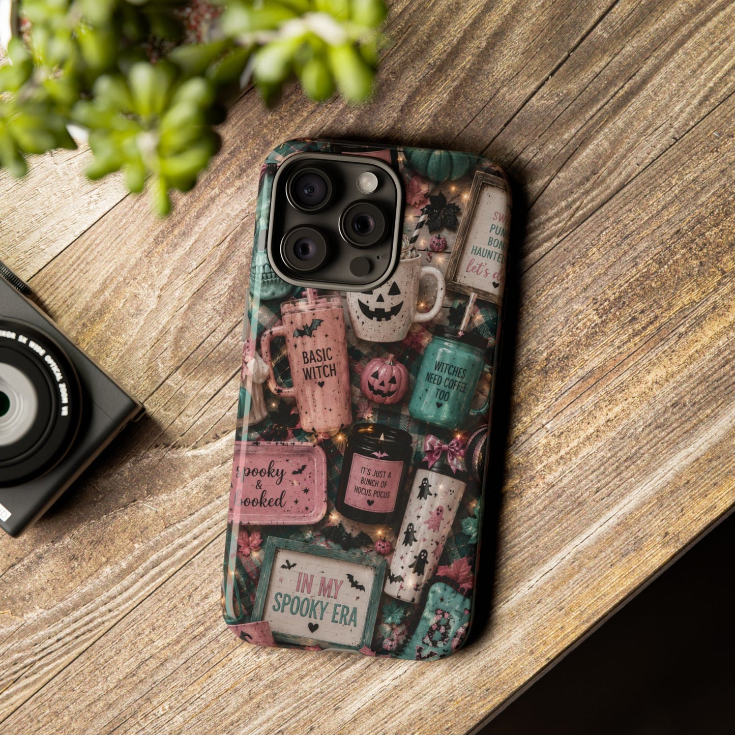Sunflower Porch Co Spooky Mugs & Pumpkins Tough Cases | Halloween Collage Phone Case