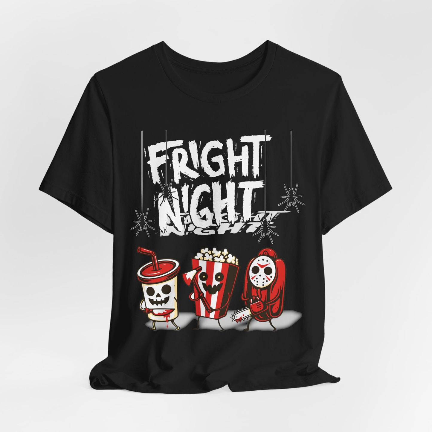 Sunflower Porch Co Fright Night Snack Trio Tee | Halloween Movie Popcorn Soda Candy T-Shirt