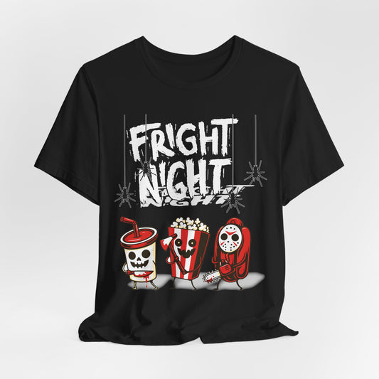 Sunflower Porch Co Fright Night Snack Trio Tee | Halloween Movie Popcorn Soda Candy T-Shirt