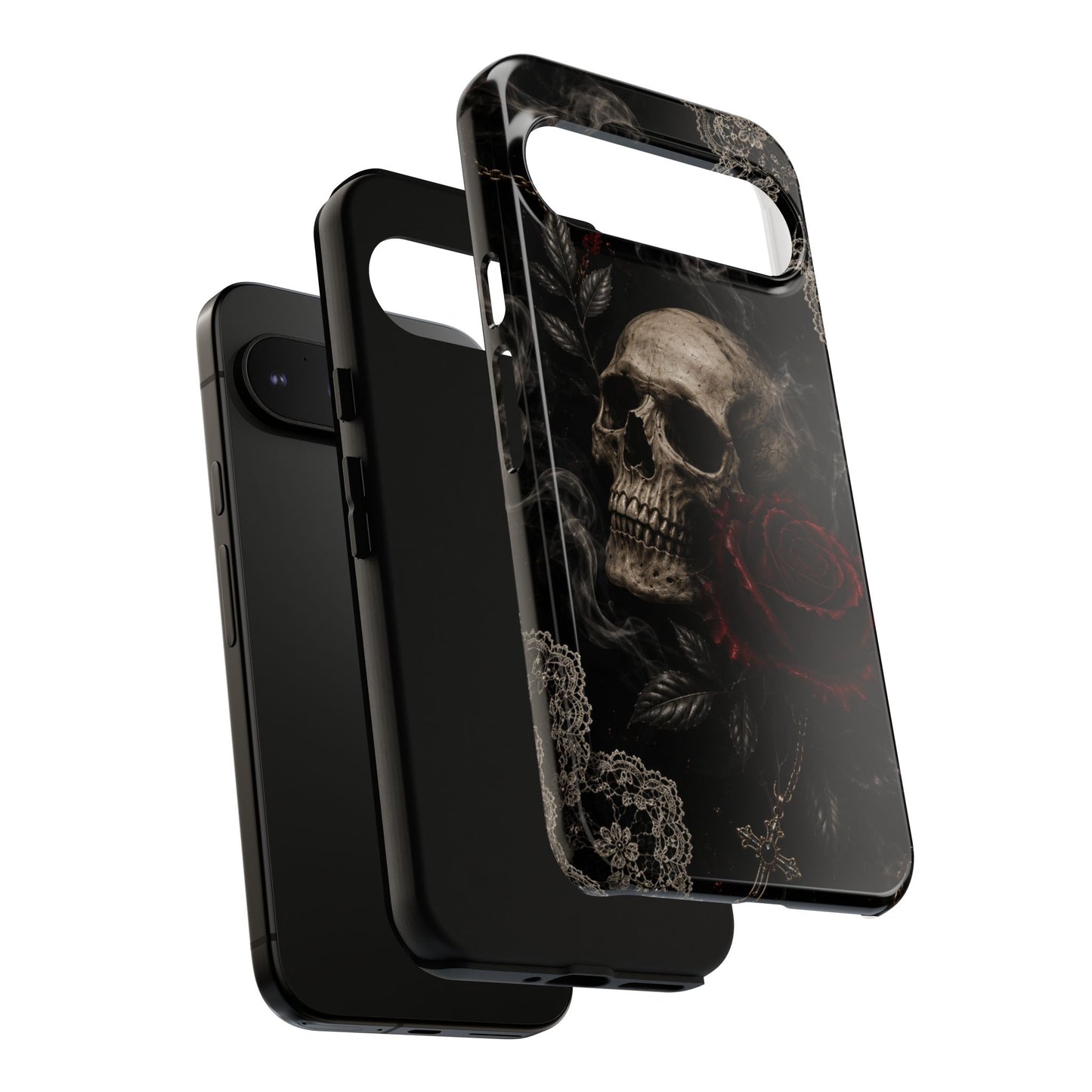 Sunflower Porch Co Skull with Red Rose phone case | Tough Cases