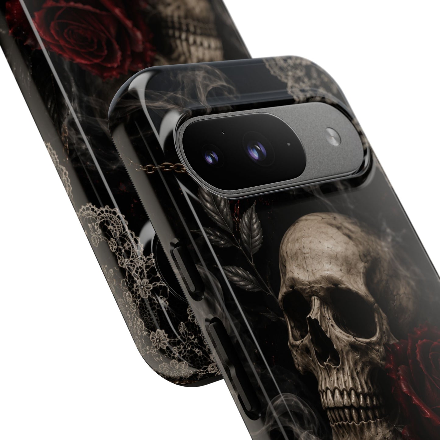 Sunflower Porch Co Skull with Red Rose phone case | Tough Cases