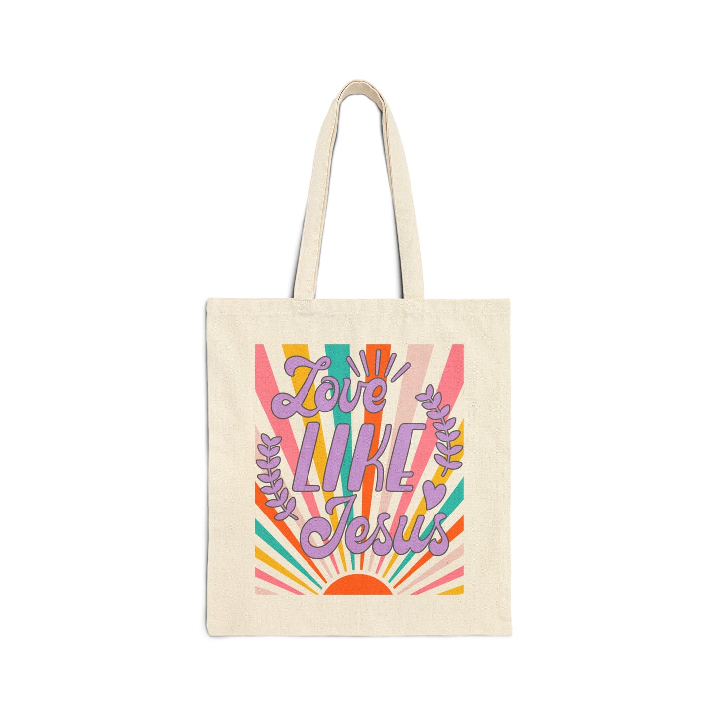 Love Like Jesus Tote Bag | Retro Rainbow Typography Christian Design
