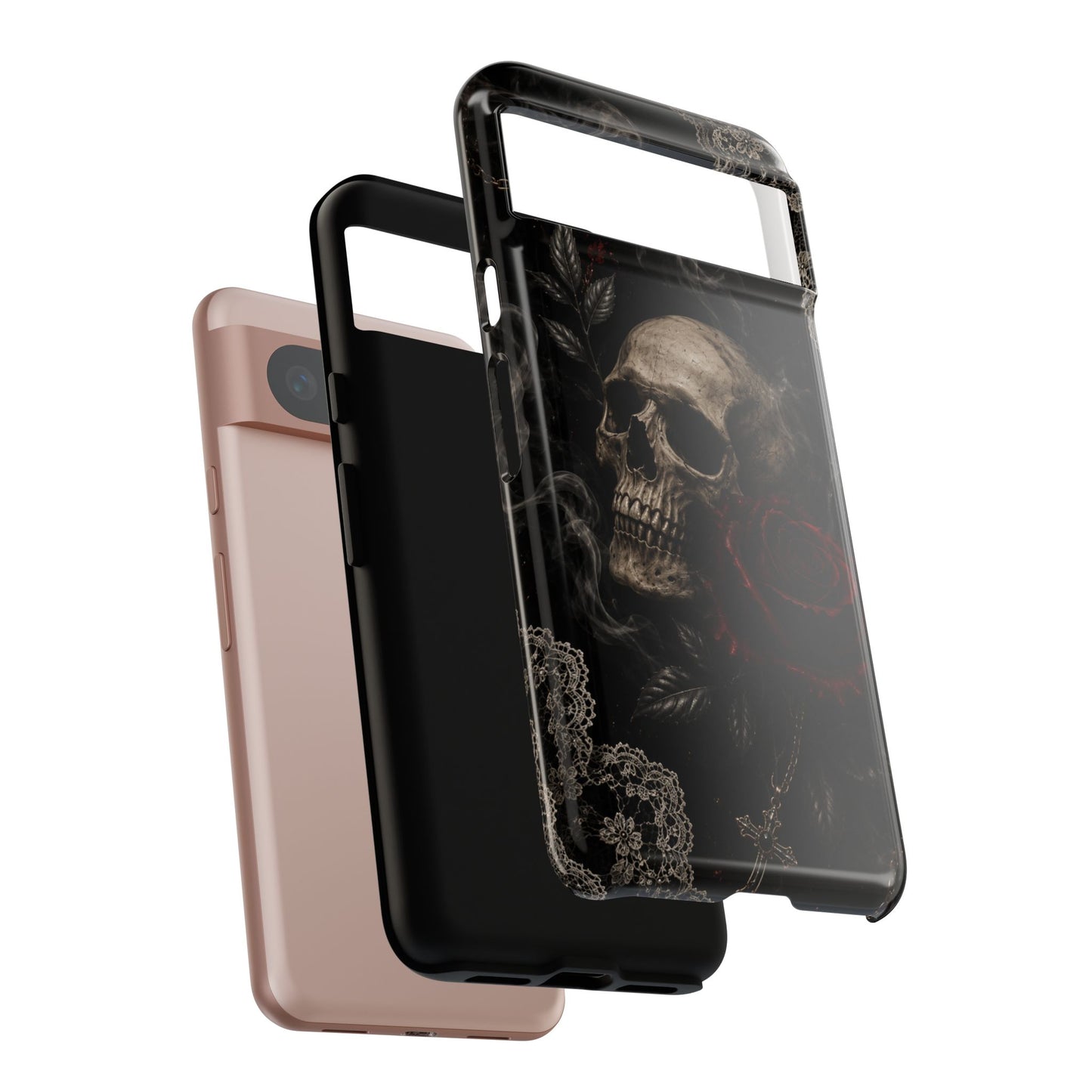 Sunflower Porch Co Skull with Red Rose phone case | Tough Cases